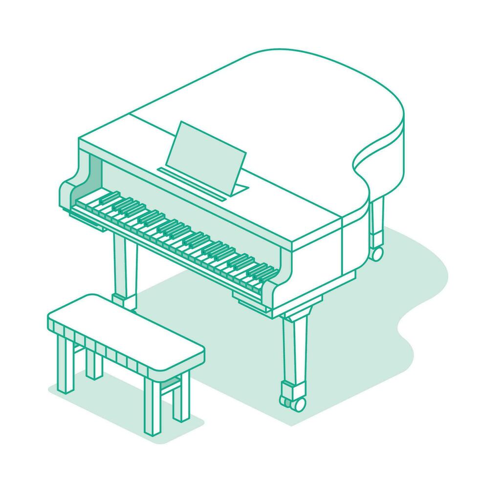 isometrische groots piano. vector illustratie. muziek- voorwerp geïsoleerd Aan wit achtergrond.