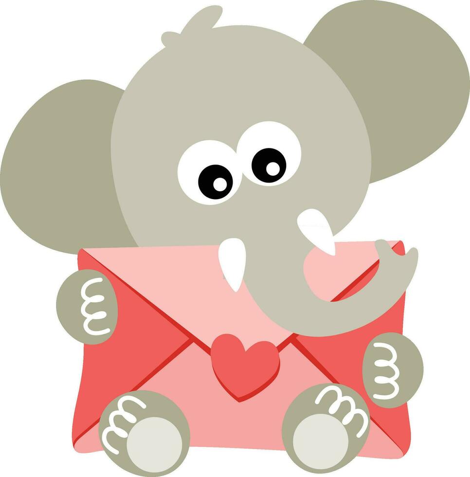 schattig olifant Holding een brief envelop vector