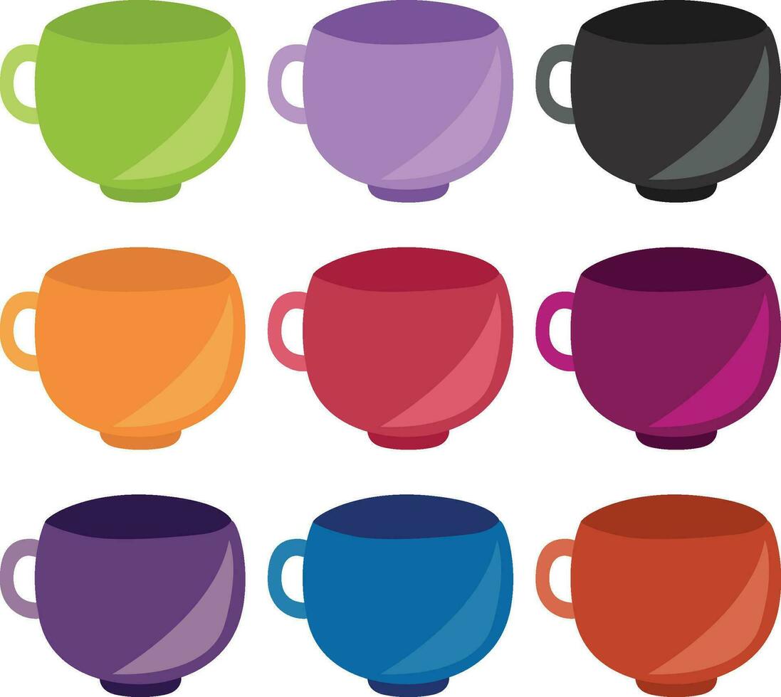 reeks van kleurrijk thee cups vector