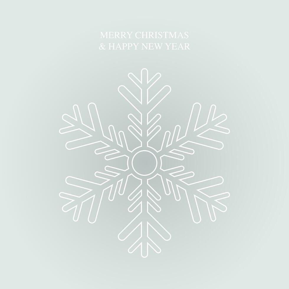 vrolijk Kerstmis en gelukkig nieuw jaar met sneeuwvlok minimaal stijl groet kaart sjabloon. vector