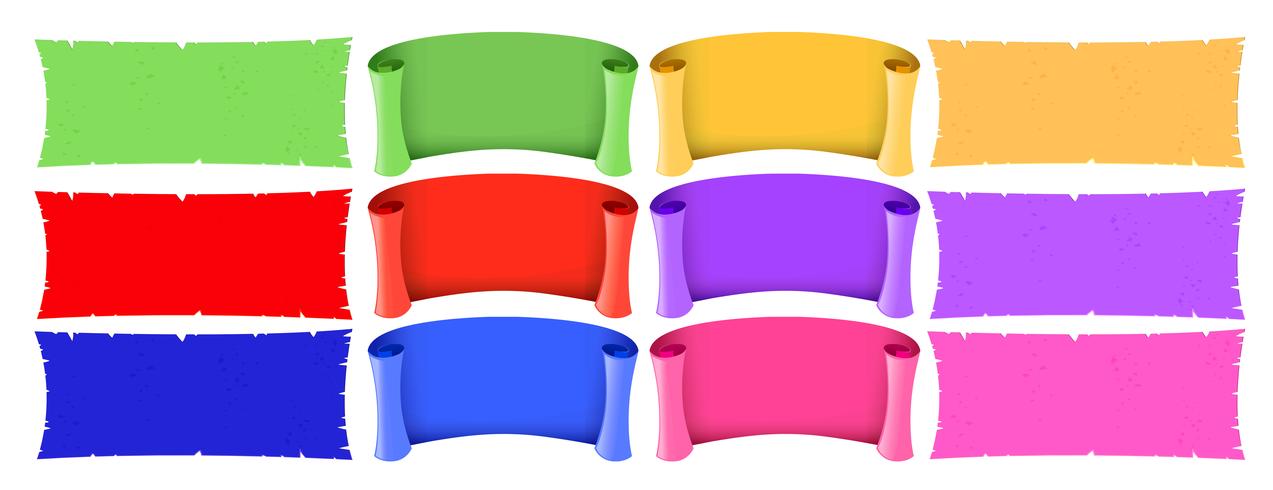 Verschillende ontwerpen van banners in verschillende kleuren vector