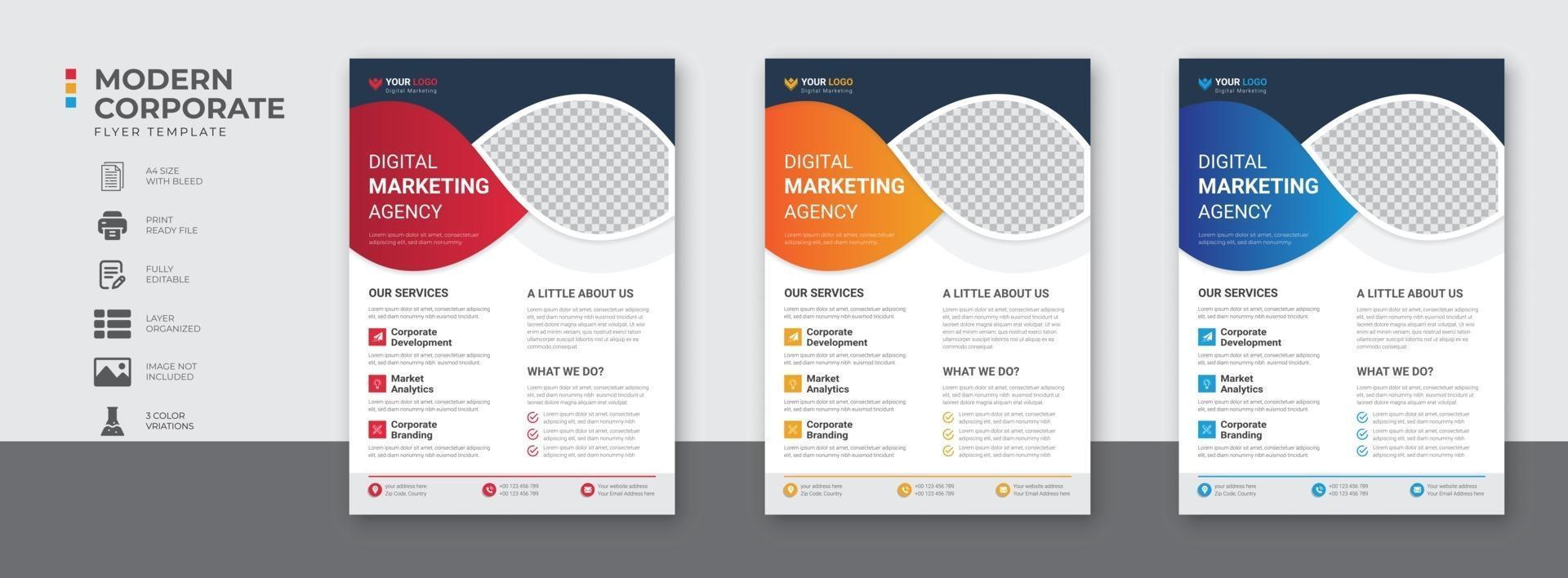 zakelijk digitaal marketingbureau flyer ontwerp en brochure voorbladsjabloon vector