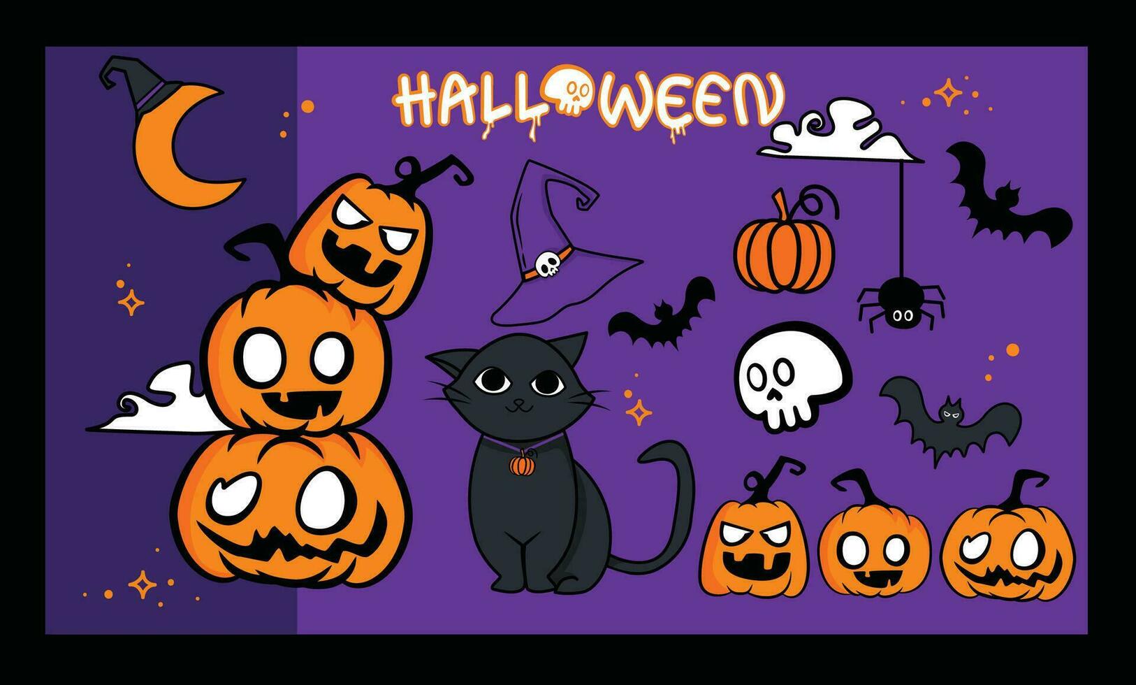 spookachtig halloween vector reeks een spookachtig verzameling van griezelig grafiek en beangstigend illustratie
