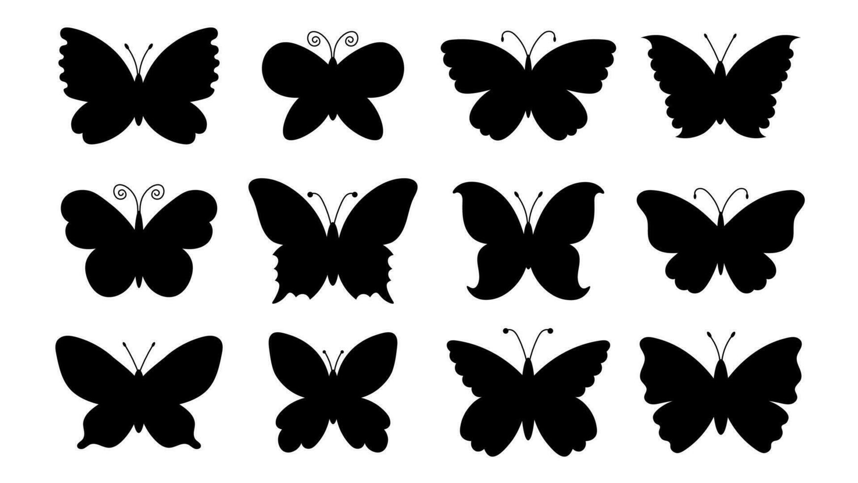 vlinder zwart silhouet vector reeks