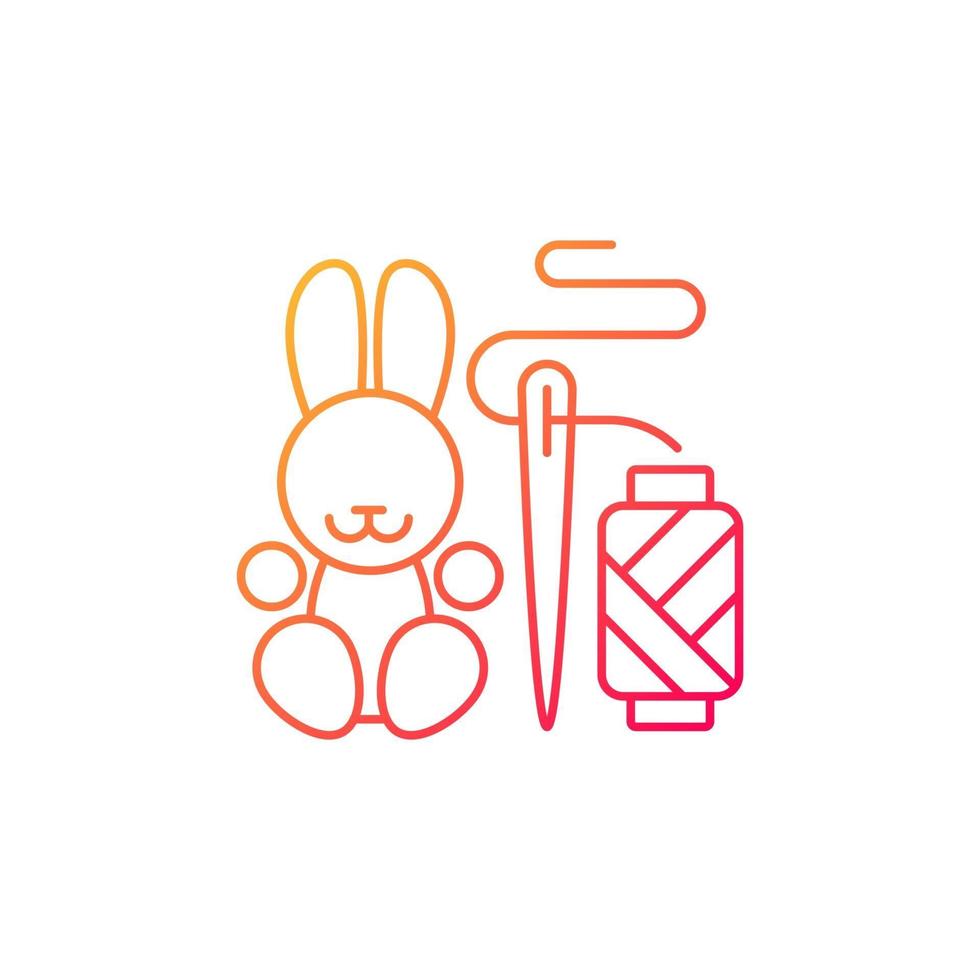 handgemaakte speelgoed gradiënt lineaire vector pictogram. amigurumi konijn. handgemaakte stukken voor kinderen. pluche konijn. dunne lijn kleur symbolen. moderne stijlpictogram. vector geïsoleerde overzichtstekening