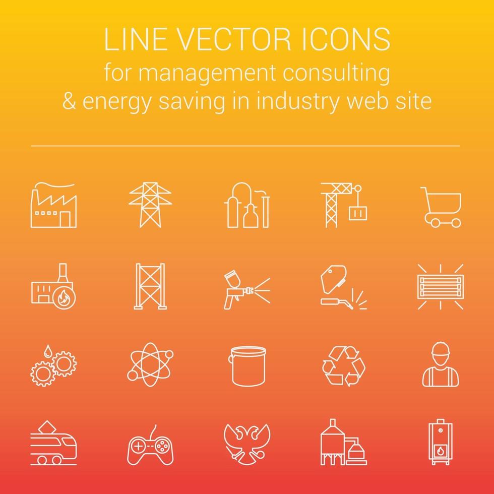 lijn vector iconen voor snelle reactie productie management consulting en energiebesparing op industriële website web