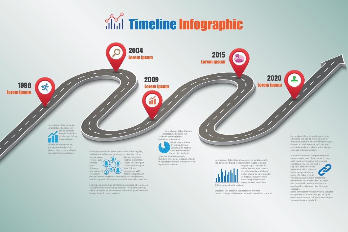 zakelijke routekaart tijdlijn infographic pictogrammen ontworpen voor abstracte achtergrond sjabloon element moderne diagram proces webpagina's technologie digitale marketing gegevens presentatie grafiek vectorillustratie vector