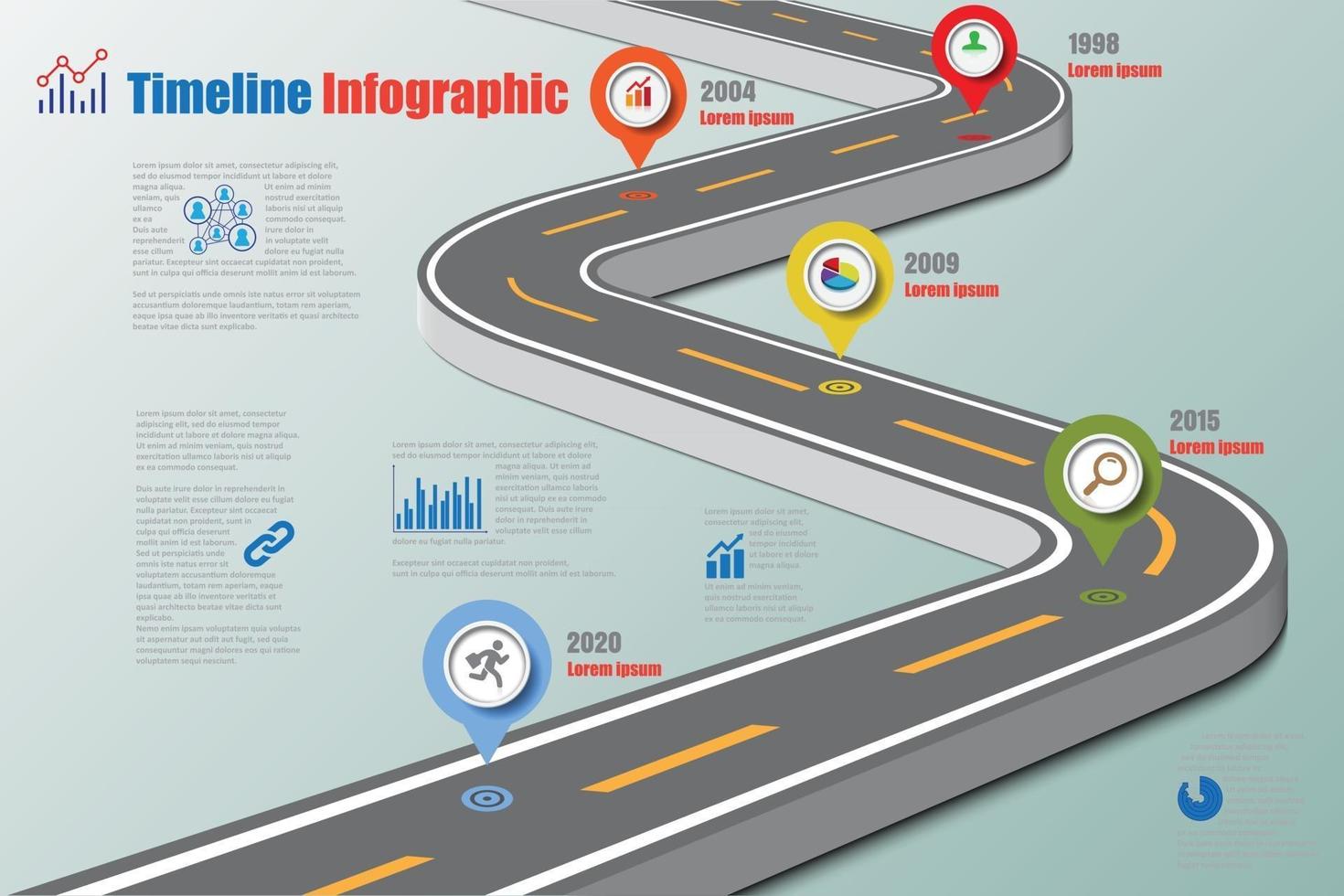 zakelijke routekaart tijdlijn infographic pictogrammen ontworpen voor abstracte achtergrond sjabloon element moderne diagram proces webpagina's technologie digitale marketing gegevens presentatie grafiek vectorillustratie vector