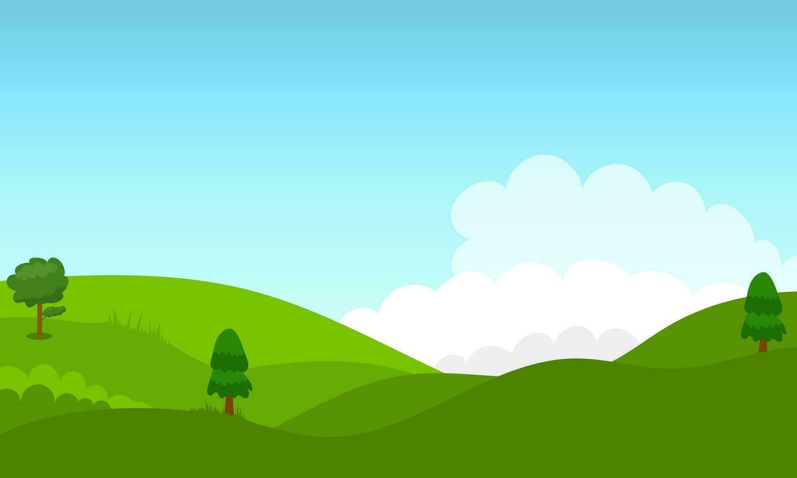 illustratie van groen heuvel landschap vlak ontwerp vector