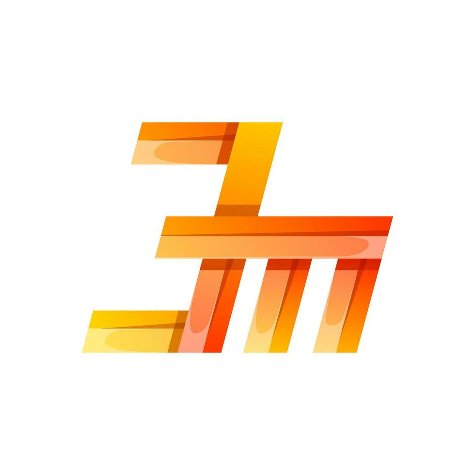 kleurrijk brief e en m icoon logo ontwerp vector