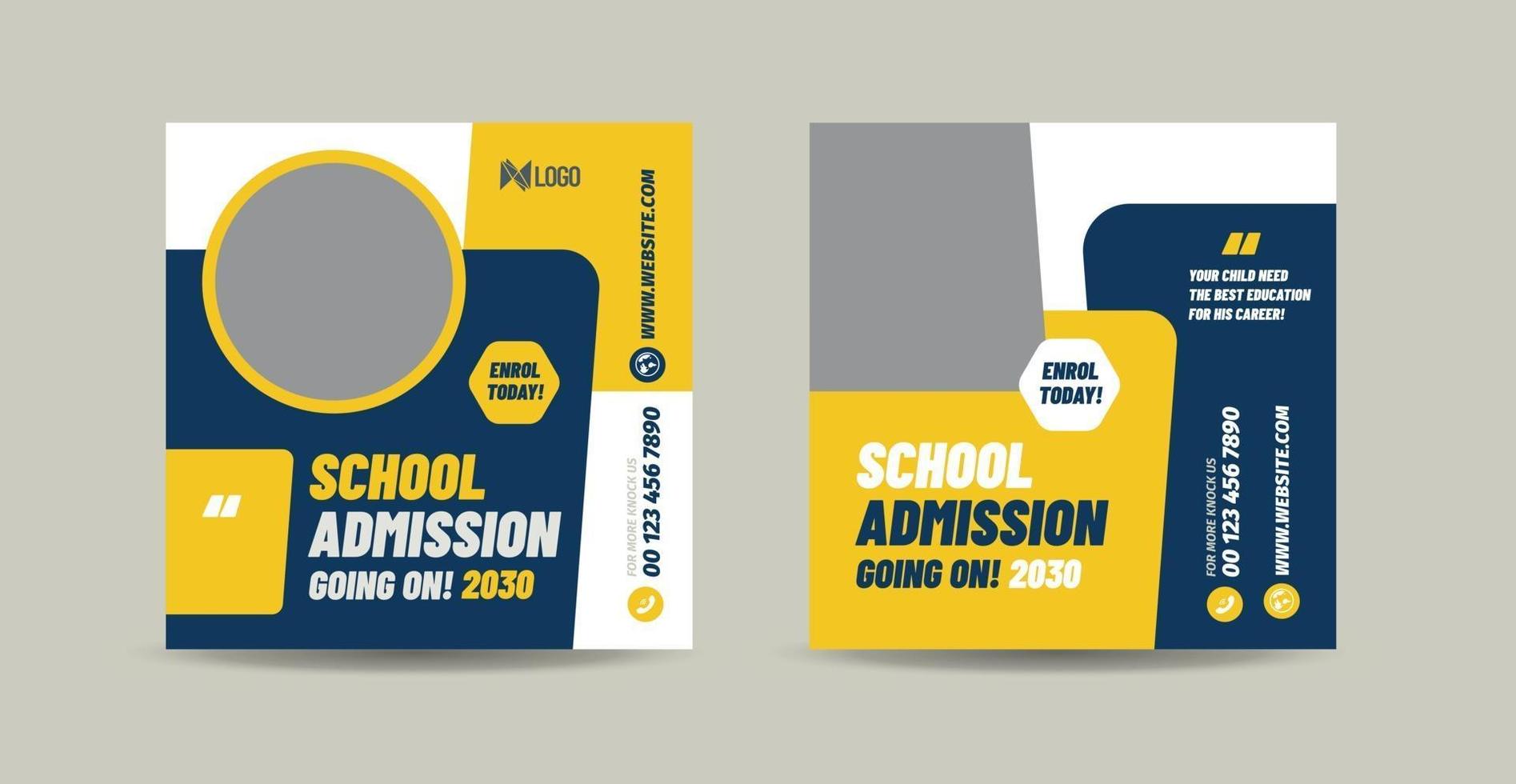 school hogeschool universiteit toelating en terug naar school social media post design vector