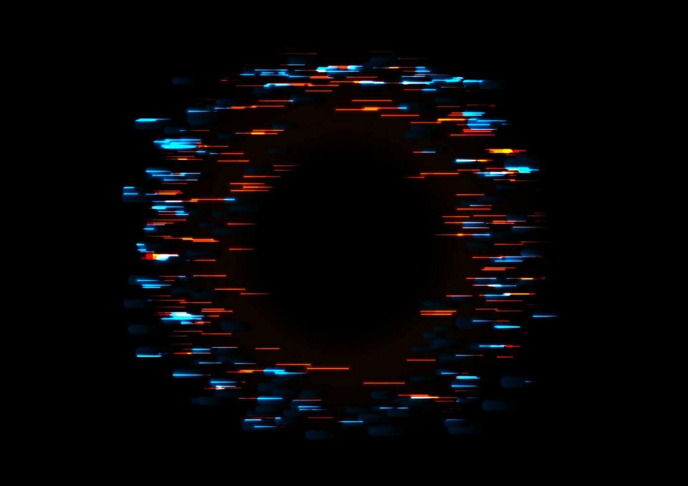 abstract tech gloeiend neon cirkel achtergrond met glitch effect vector