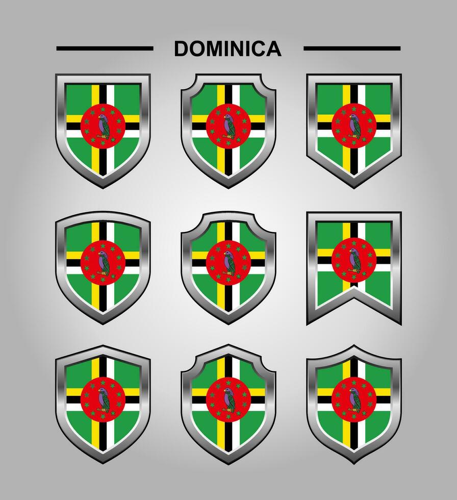 dominica nationaal emblemen vlag met luxe schild vector