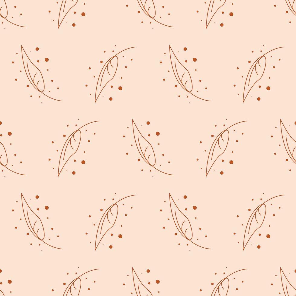 naadloos meetkundig patroon met bruin bladeren Aan roze achtergrond. vector afdrukken voor kleding stof achtergrond, textiel