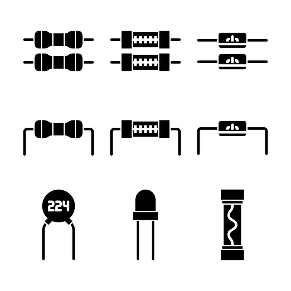 elektronisch componenten glyph vector elementen pictogrammen