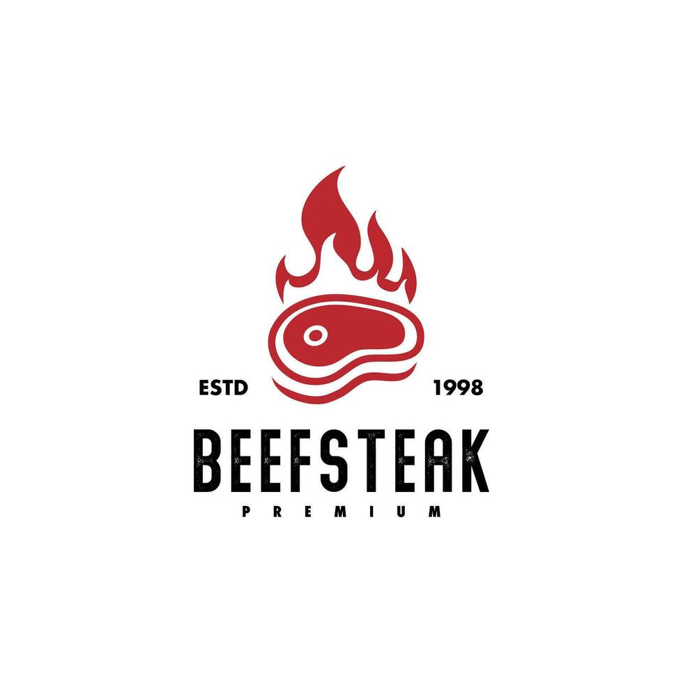 wijnoogst rundvlees steak huis of slager winkel typografie label, embleem, logo sjabloon. reeks handtekening. geïsoleerd. vector