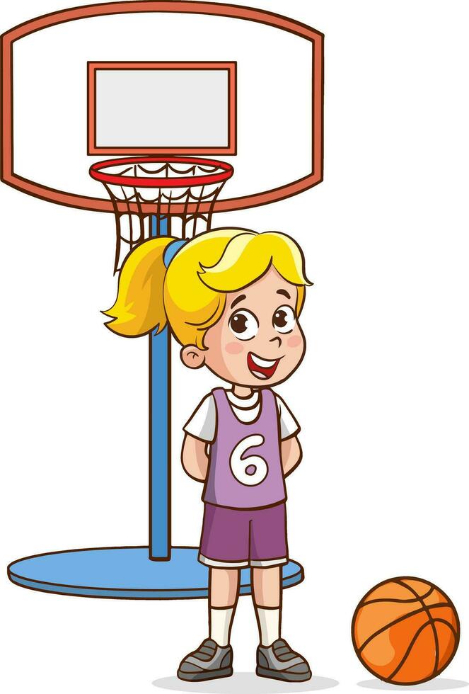vector illustratie van schattig kinderen basketbal speler