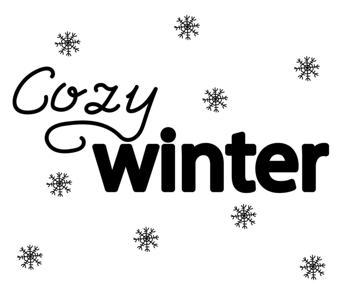 de belettering knus winter Aan wit vector