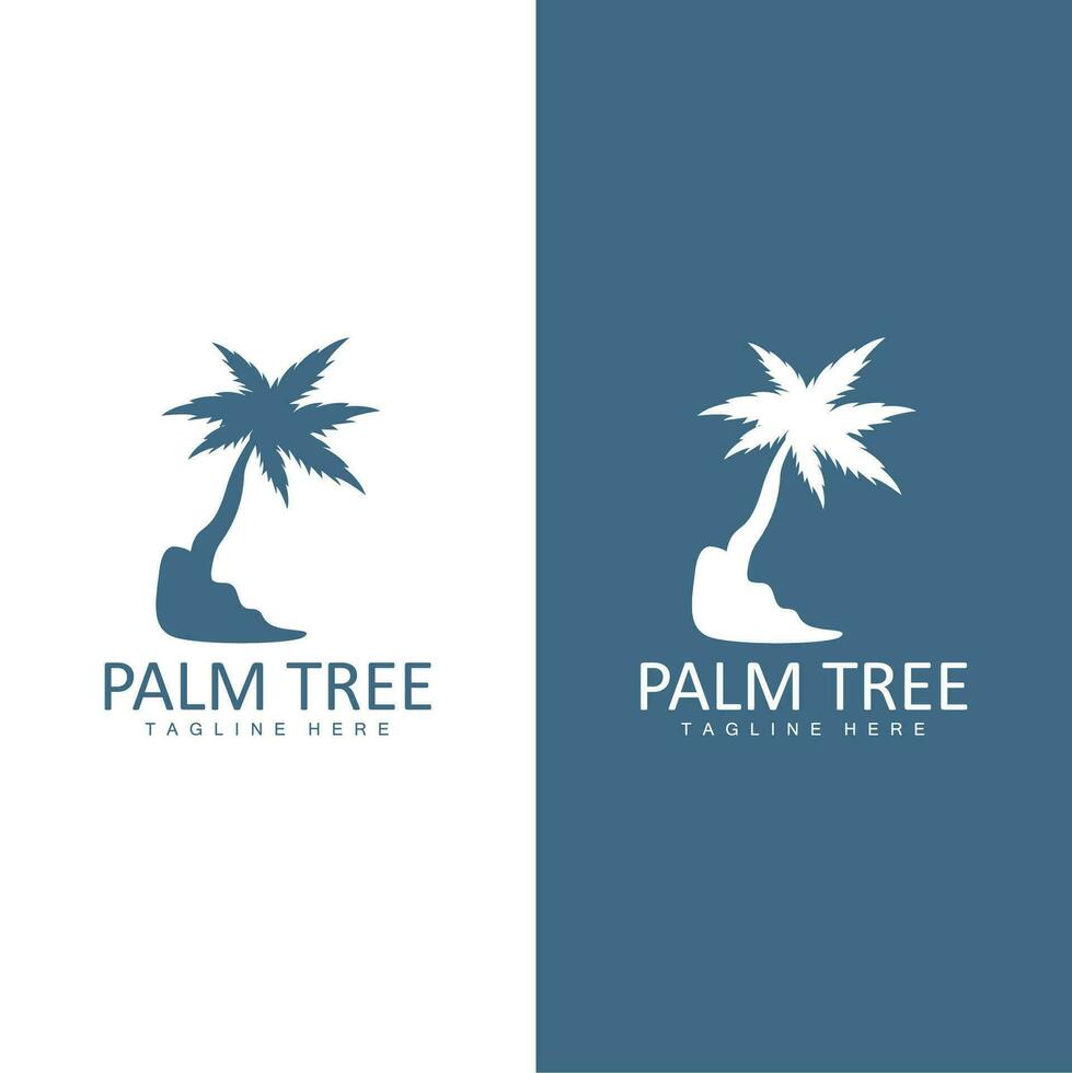 kokosnoot boom logo, palm boom zonsondergang strand vector, elegant minimalistische gemakkelijk ontwerp, symbool sjabloon icoon vector