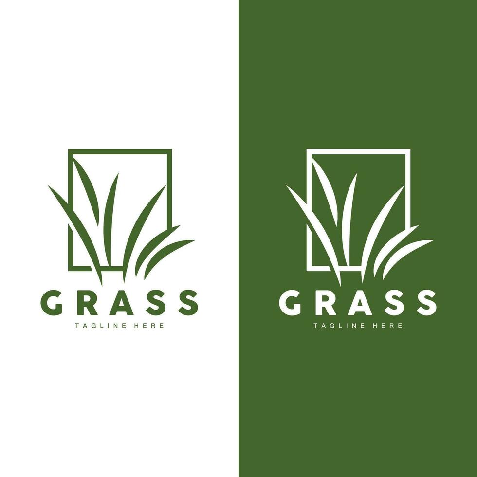 groen gras logo ontwerp, boerderij landschap illustratie, natuur ontwerp vector