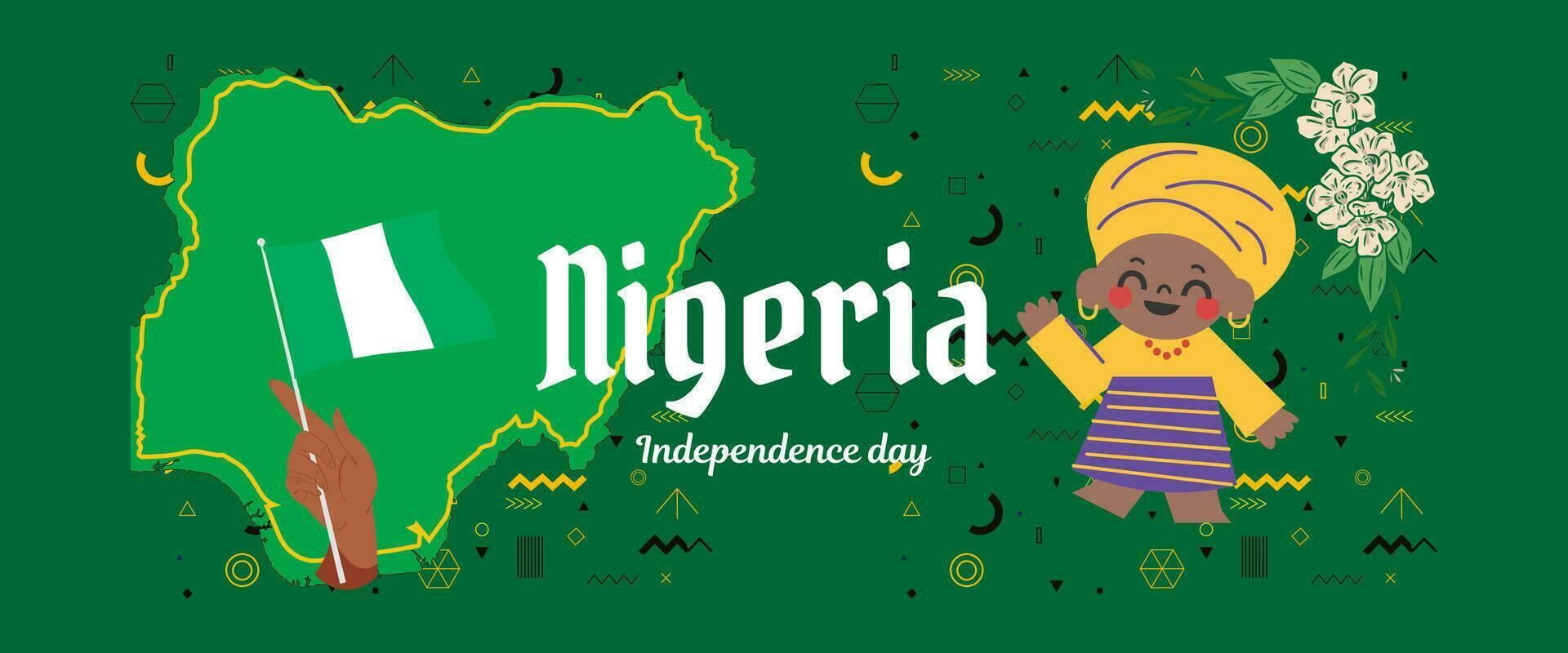 Nigeria nationaal dag banier modern stijl vector