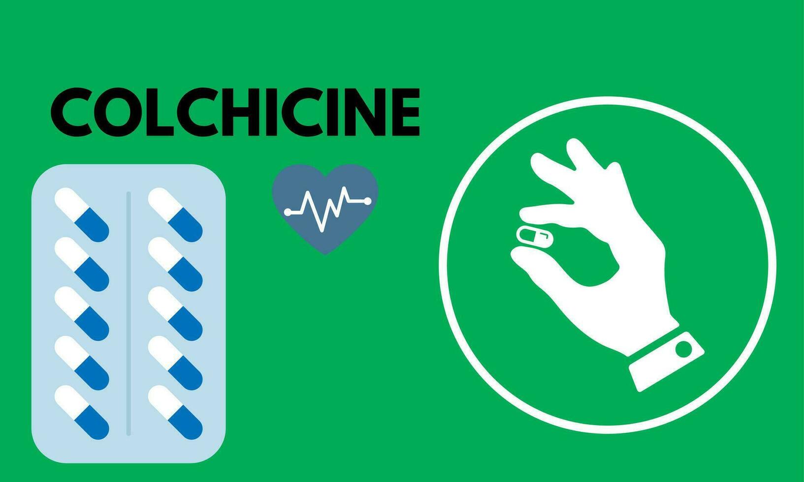 colchicine tablet dichtbij omhoog van geneesmiddel gebruikt naar traktatie jicht en behcet ziekte, pericarditis, familiaal middellandse Zee koorts. vector illustratie