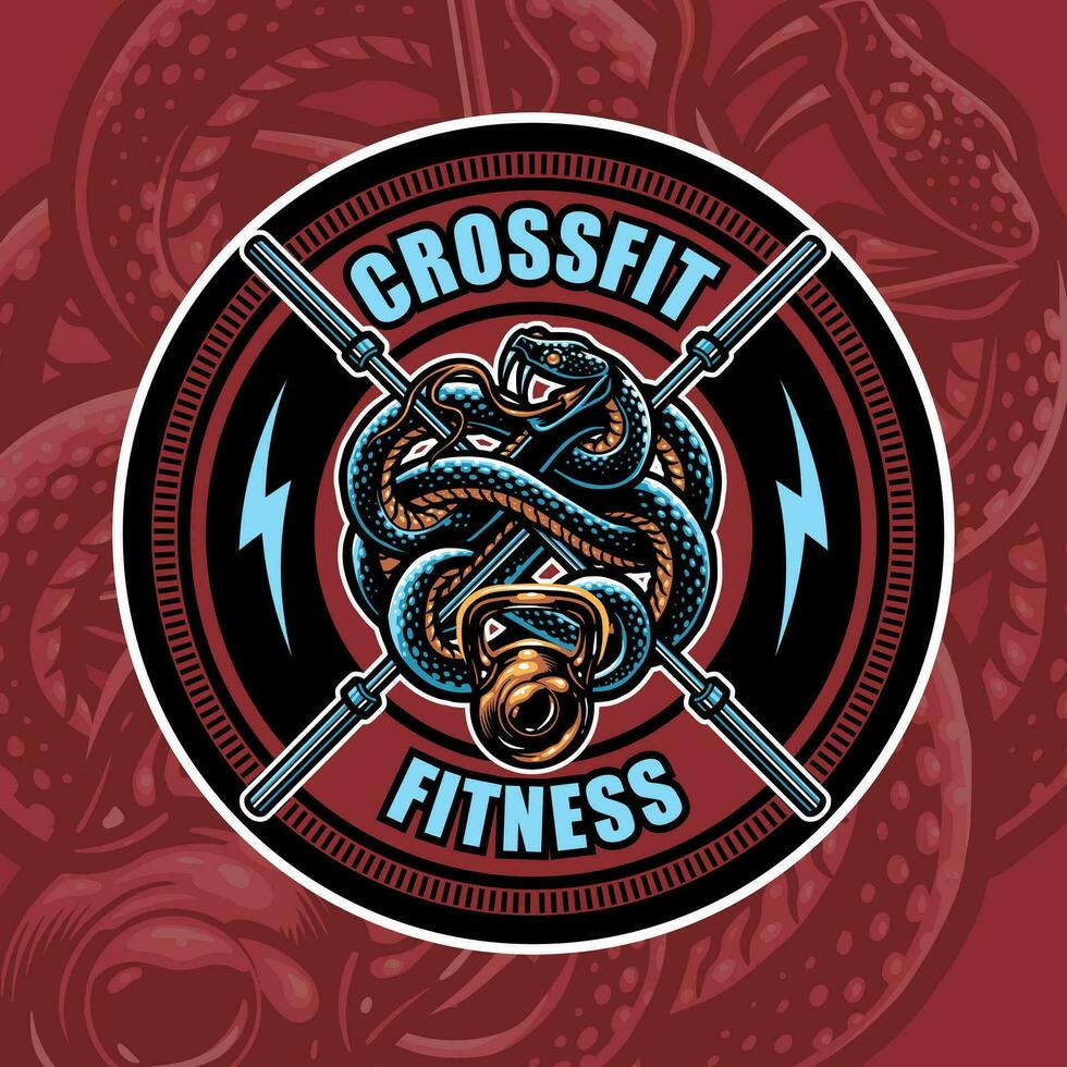 crossfit Sportschool geschiktheid slang mascotte ronde insigne logo ontwerp vector