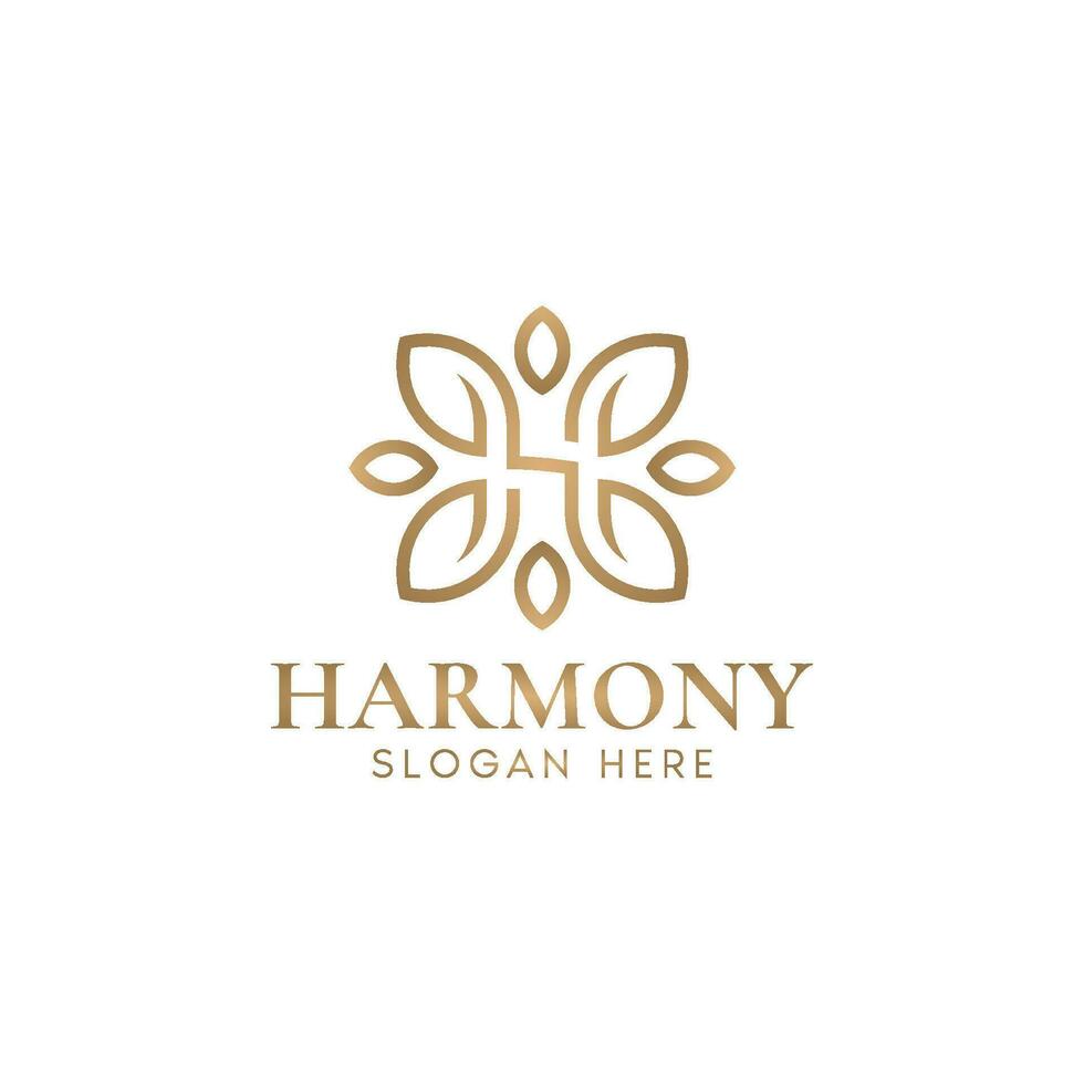 luxe elegant brief h logo vector met bloemen accent