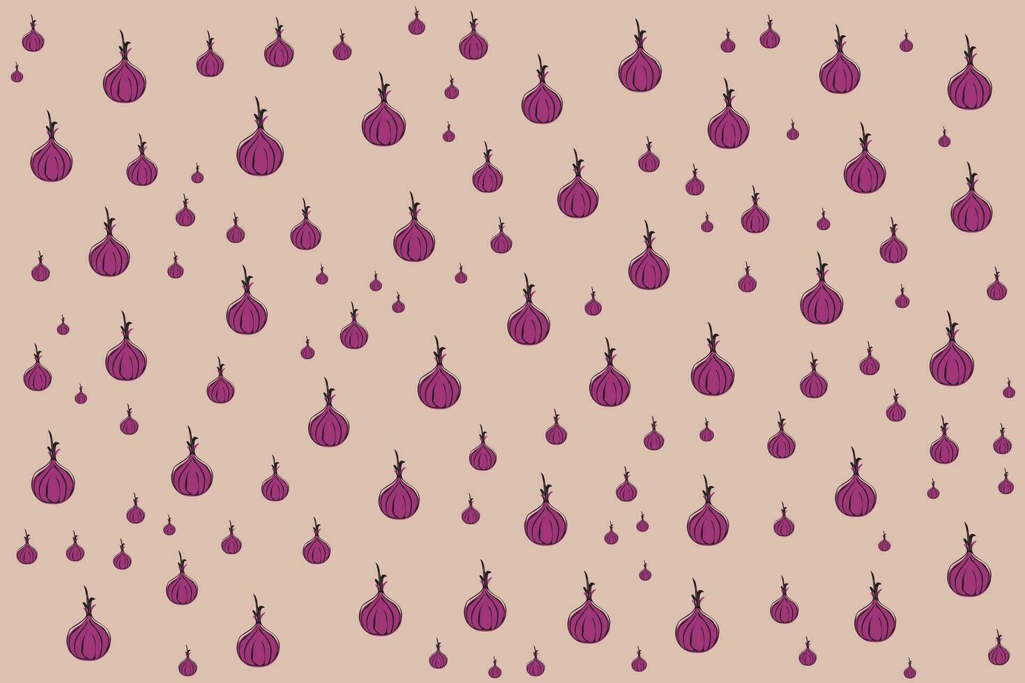een patroon met Purper uien Aan een roze achtergrond vector