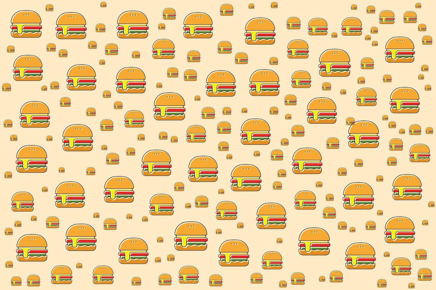 een patroon van hamburgers Aan een beige achtergrond vector