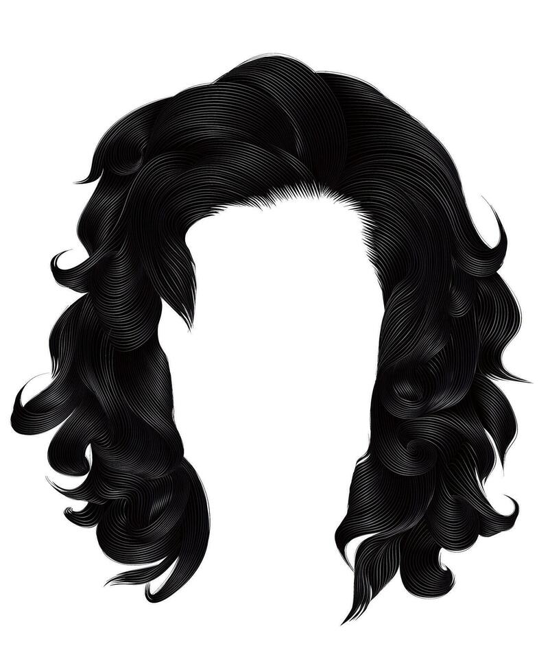modieus vrouw lang haren zwartbrunette, kleuren . schoonheid mode . realistisch grafisch 3d vector