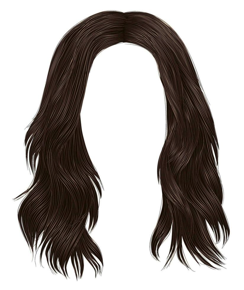 modieus vrouw lang haren brunette bruin brunette kleuren.schoonheid mode . realistisch grafisch 3d vector