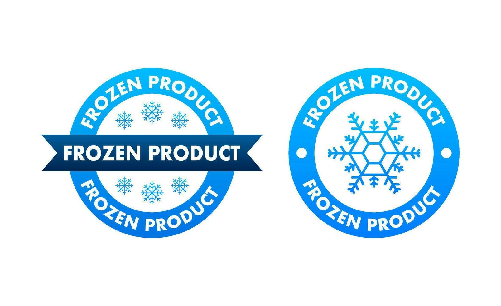 blauw bevroren Product en sneeuwvlok icoon, label. vers bevroren. voedsel logo. vector voorraad illustratie.