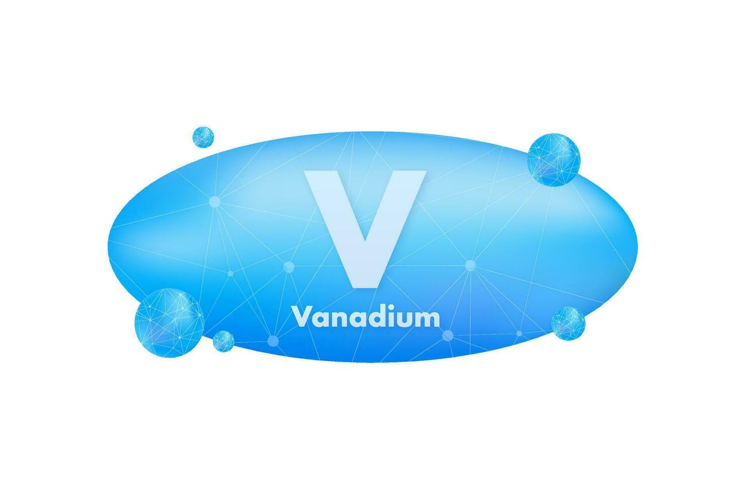 mineraal v vanadium blauw schijnend pil capsule icoon. vector voorraad illustratie.