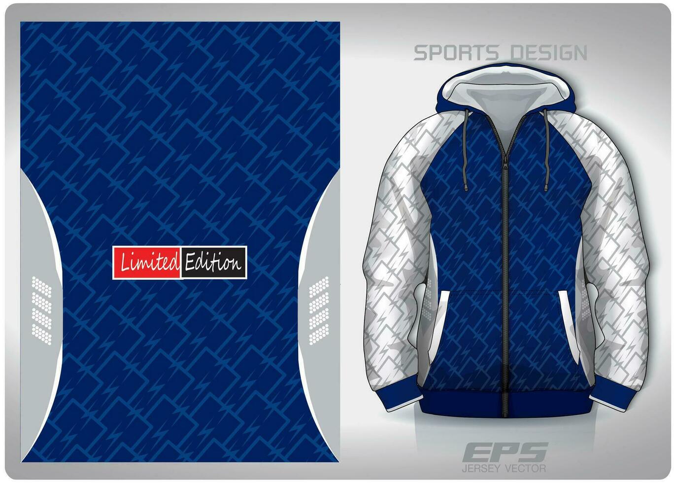 vector sport- overhemd achtergrond afbeelding.bliksem in een rij wit blauw patroon ontwerp, illustratie, textiel achtergrond voor sport- lang mouw capuchon, Jersey capuchon
