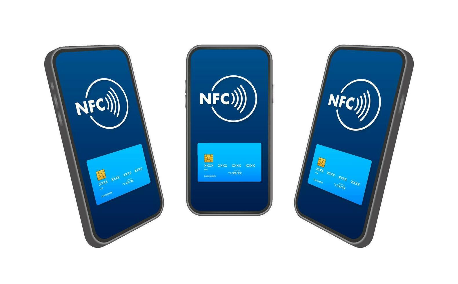 contactloos draadloze betalen teken logo. nfc technologie. vector voorraad illustratie.