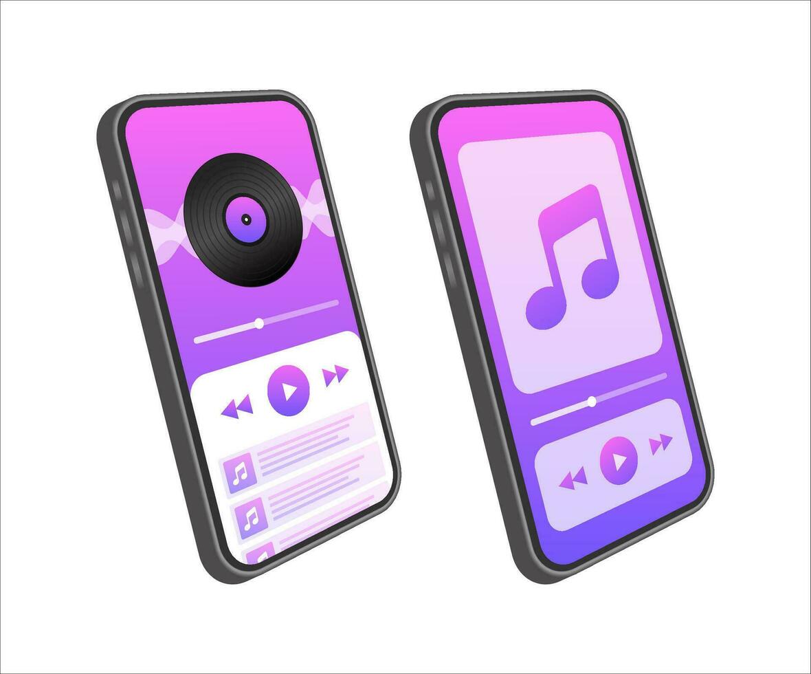 mobiel toepassing koppel. muziek- speler. muziek- app. vector voorraad illustratie.