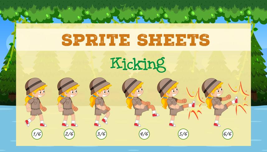 Een sprite sheet kicking game template vector