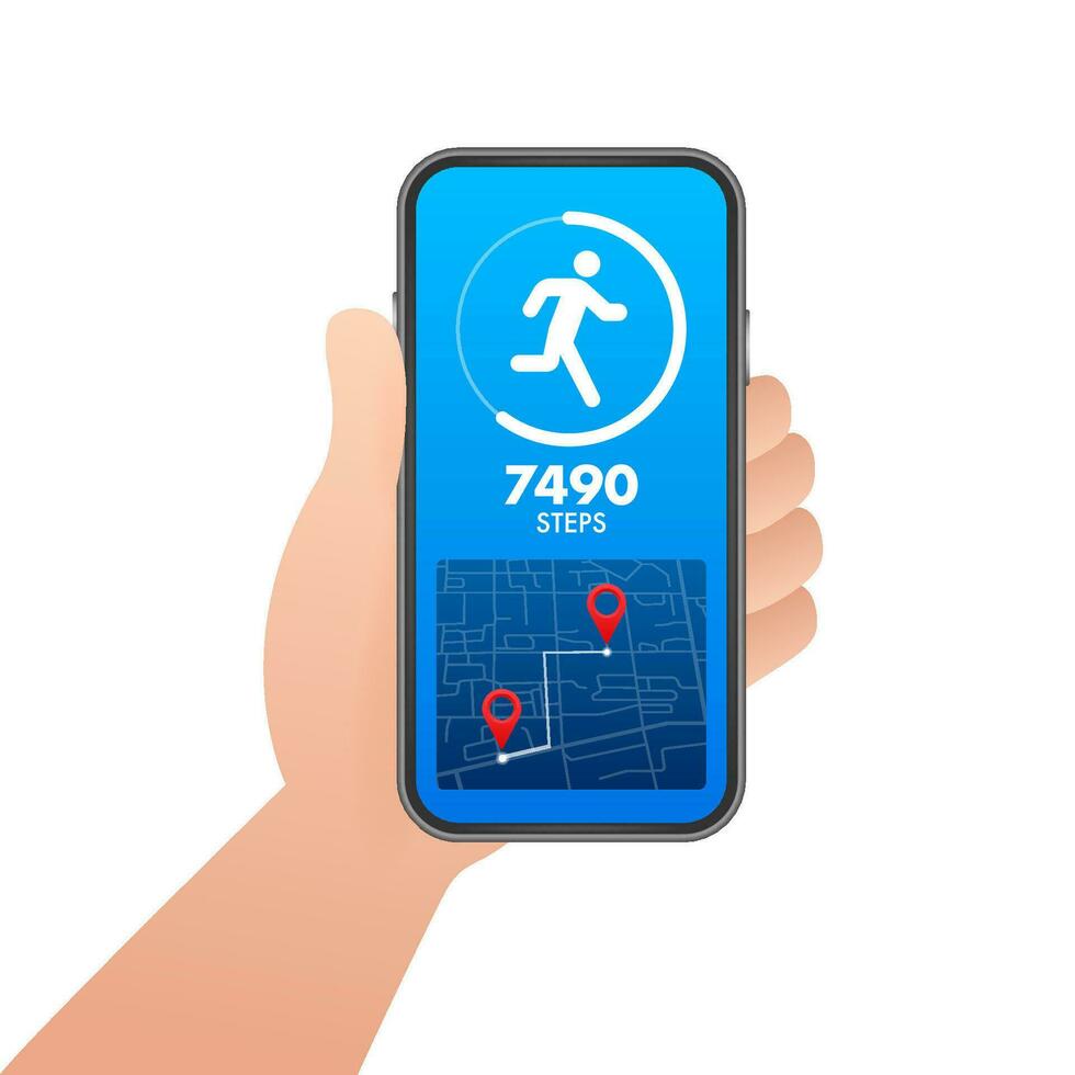 werkzaamheid en geschiktheid tracker app. app voor ochtend- jogging of geschiktheid. wandelen stappen. vector