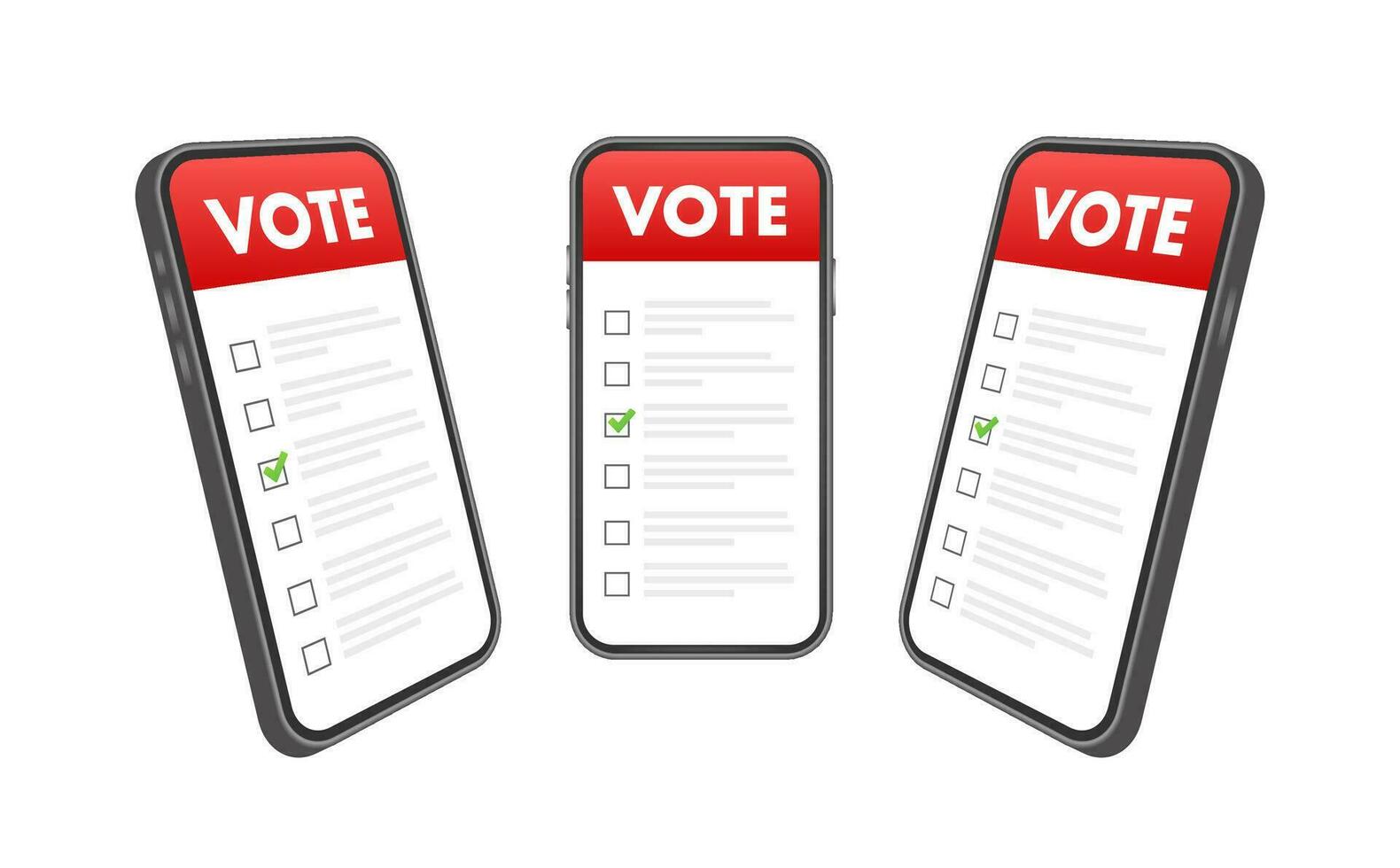 hand- zet stemmen bulletin in stemmen doos Aan smartphone scherm. stemmen concept. stemming doos. vector voorraad illustratie.