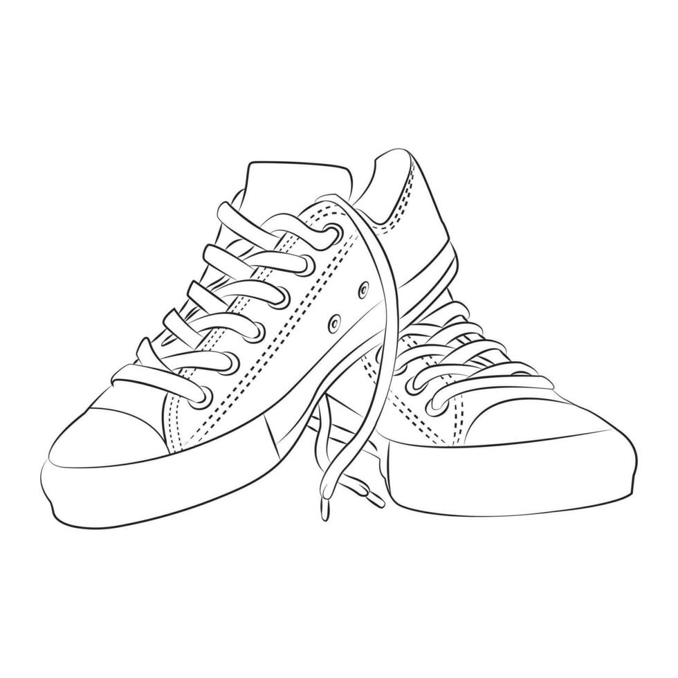 schoenen of sneaker met schets stijl vector ontwerp element eps bestanden