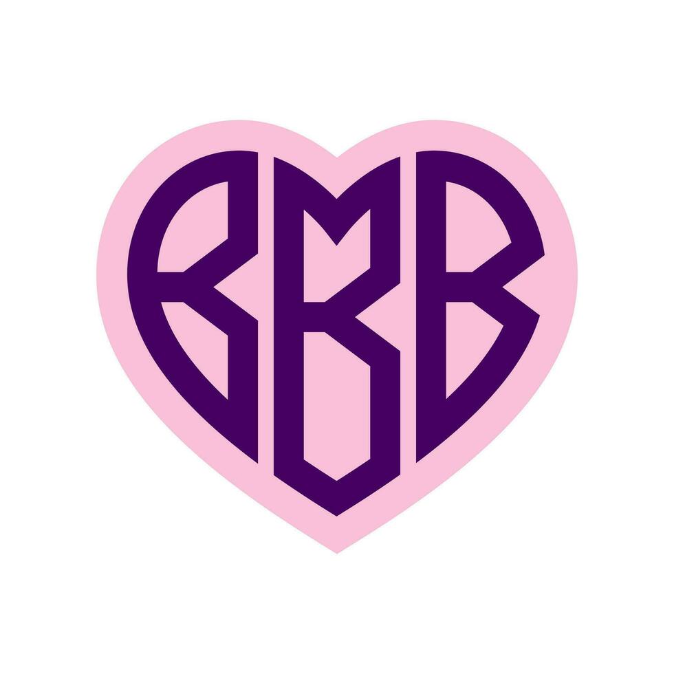 logo b hart monogram 3 brieven alfabet doopvont liefde logo Valentijn logotype borduurwerk vector