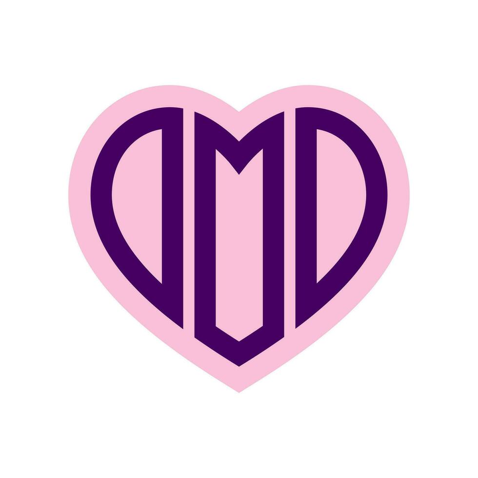 logo O hart monogram 3 brieven alfabet doopvont liefde logo Valentijn logotype borduurwerk vector