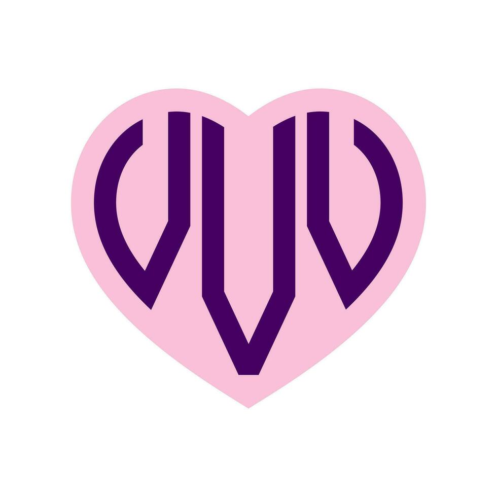 logo v hart monogram 3 brieven alfabet doopvont liefde logo Valentijn logotype borduurwerk vector