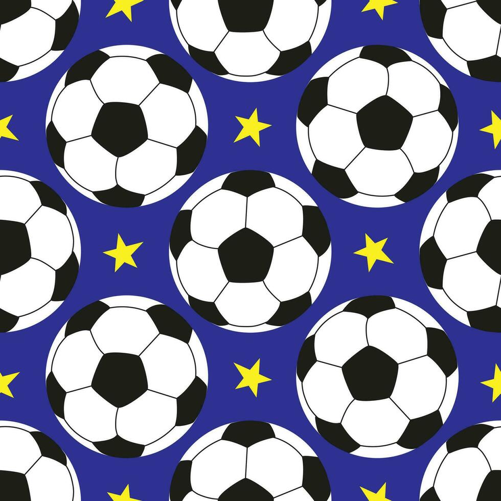 vector naadloos patroon met voetbal ballen en sterren in tekenfilm stijl. Amerikaans voetbal patroon ontwerp