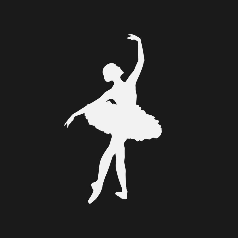 hoog details van ballerina silhouet. minimaal symbool en logo van sport. fit voor element ontwerp, achtergrond, banier, achtergrond, omslag, logo. geïsoleerd Aan zwart achtergrond. vector eps 10