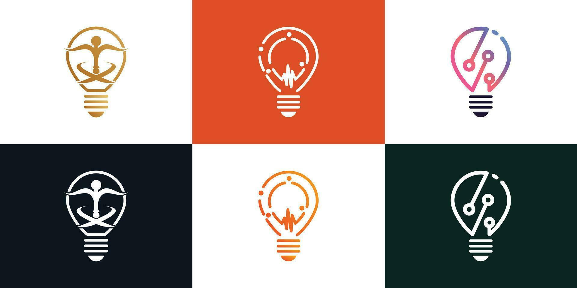 vector creatief licht lamp logo icoon reeks logo sjabloon premie vector