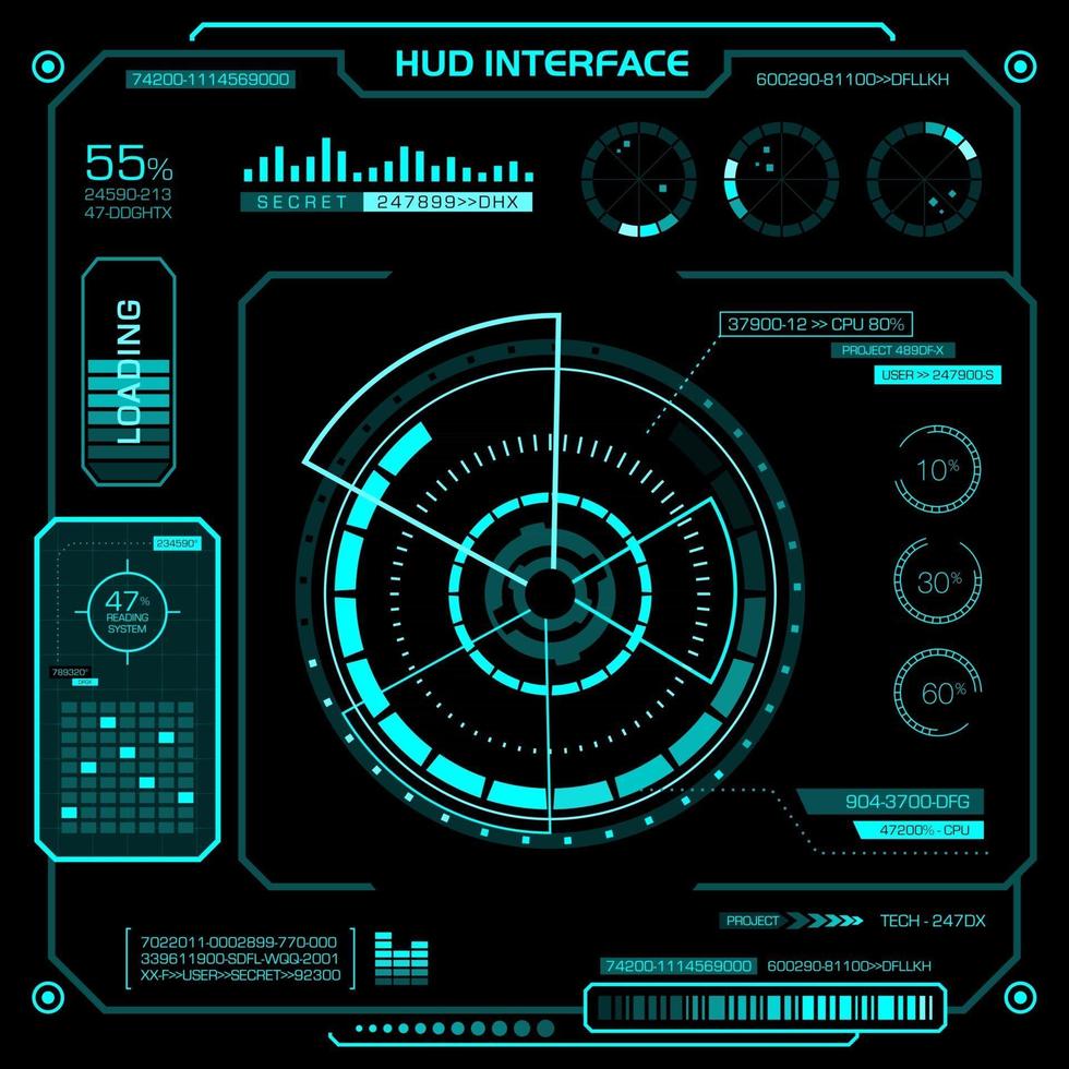 concept van de hud-interface. head-up display futuristisch. vector