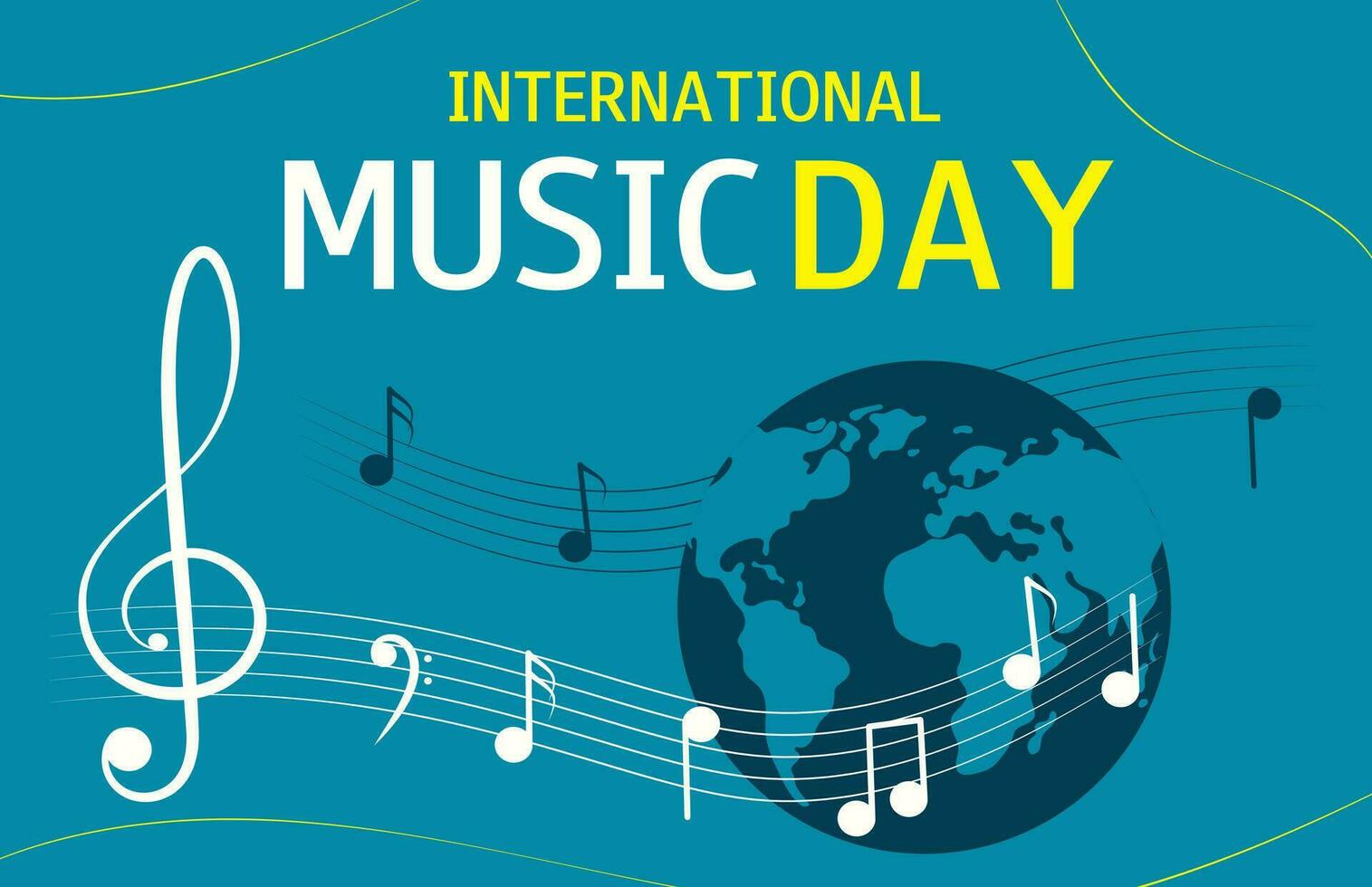 Internationale muziek- dag. horizontaal spandoek. vector illustratie voor kaart, poster of reclame.