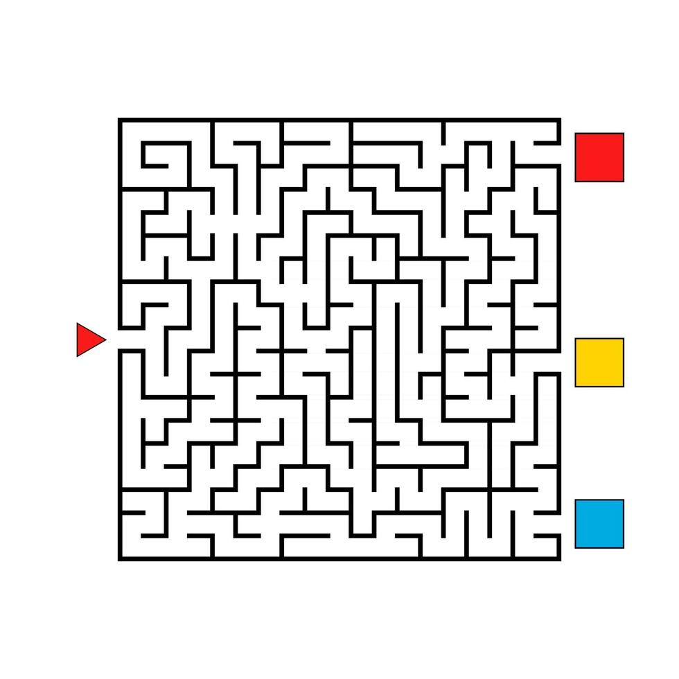 abstracte vierkante doolhof. spel voor kinderen. puzzel voor kinderen. de juiste weg vinden. labyrint raadsel. platte vectorillustratie geïsoleerd op een witte achtergrond. vector